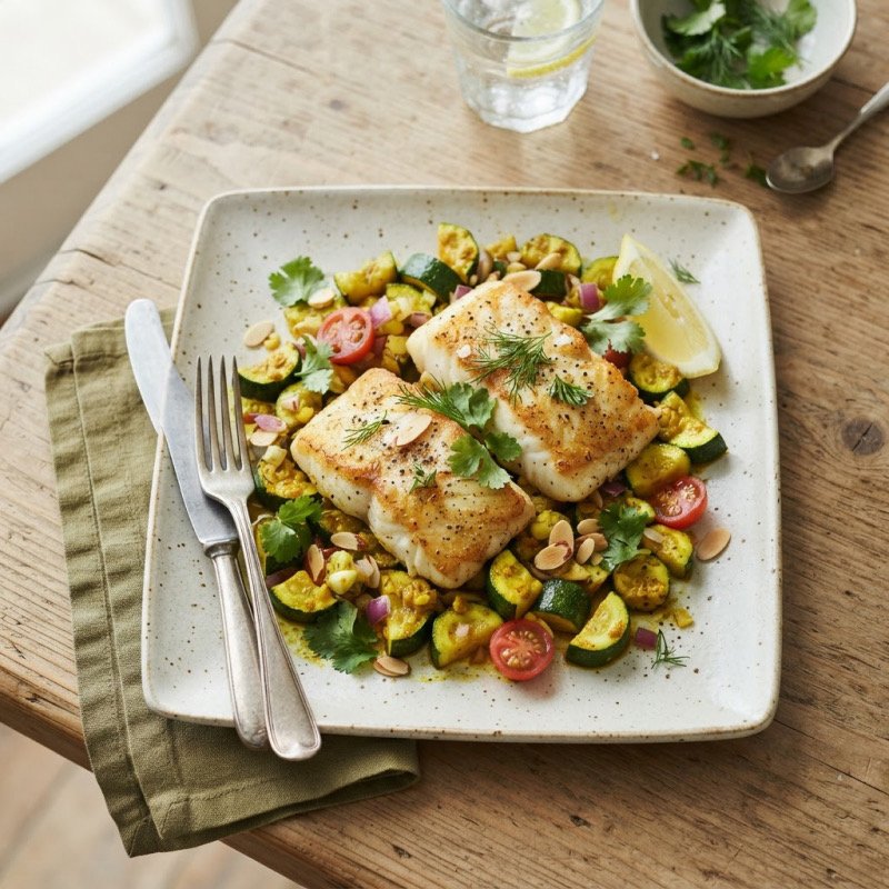 Cod & Curried Zucchini