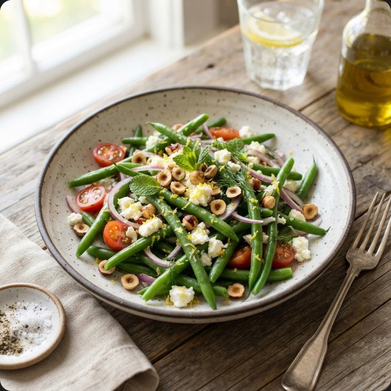 Green Bean Salad with Feta & Hazelnuts