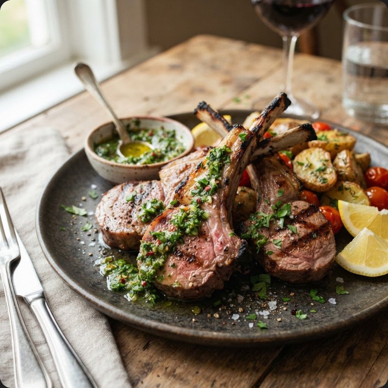 Lamb Chops with Chimichurri Sauce
