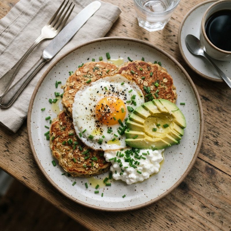 Oat Pancakes with Avocado & Fried Egg