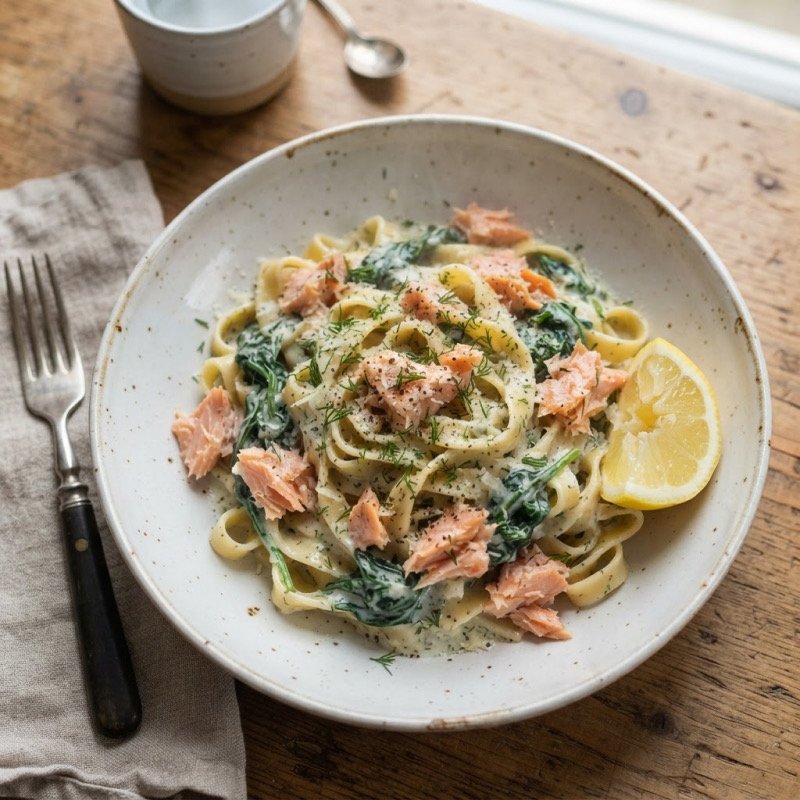 Tagliatelle with Salmon & Spinach